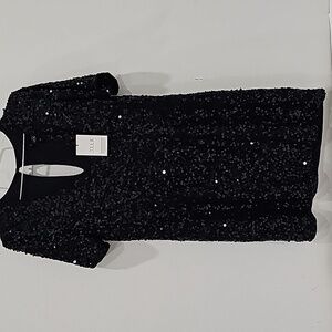 Joulik  Sequins Black Dress short sleeves Size M